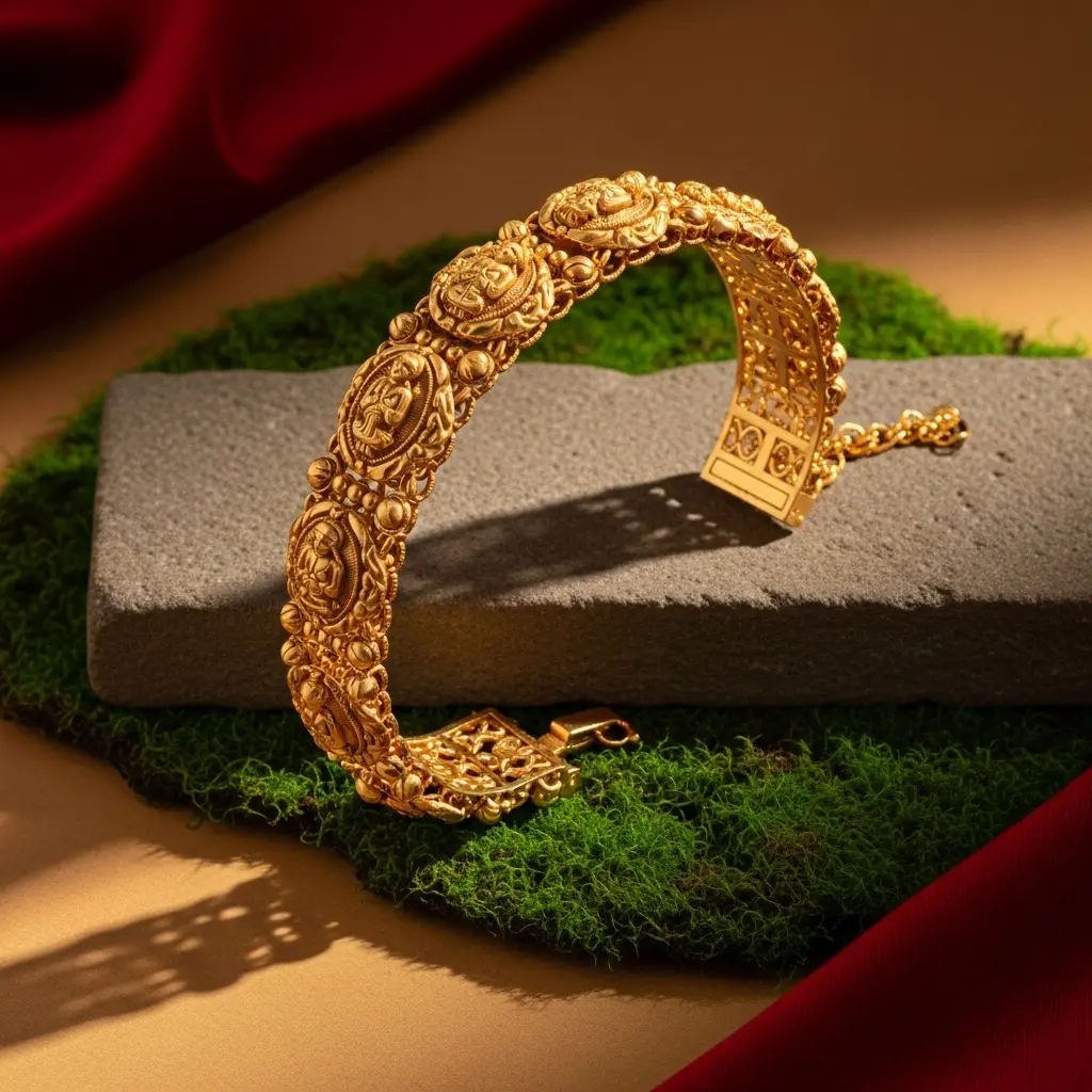 Elegant gold-plated bangles with intricate design